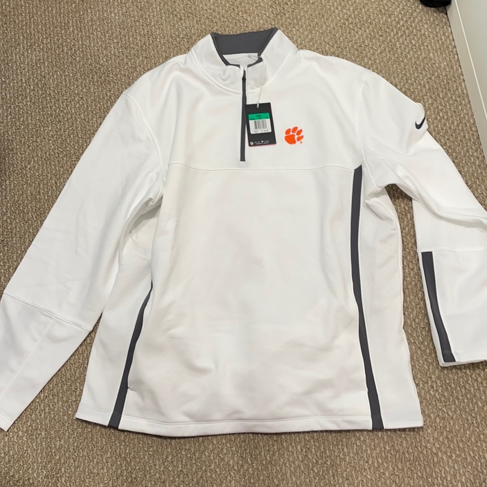 NWT MENS White Clemson Tiger Nike Long Sleeve Pull Over